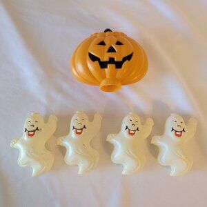 Set of 5 Vintage Halloween Blow molds 4 Ghost/Skelton 1 Jack O Lantern